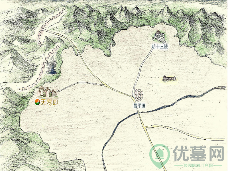 天寿陵园区位图