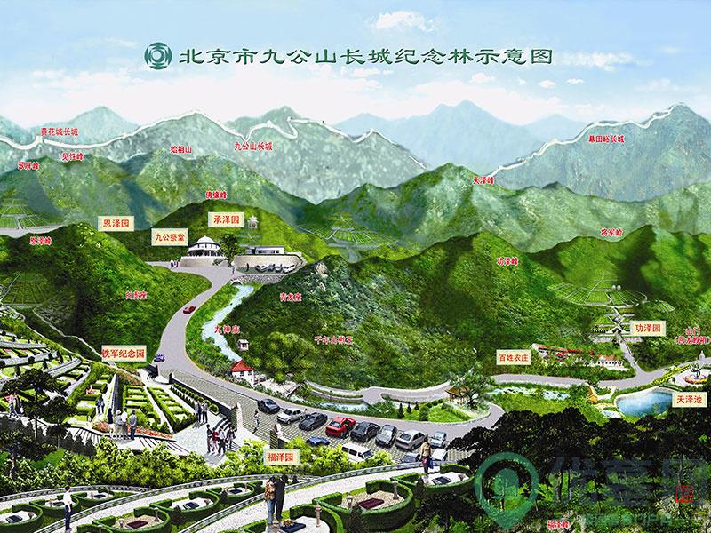 九公山长城纪念林区位图